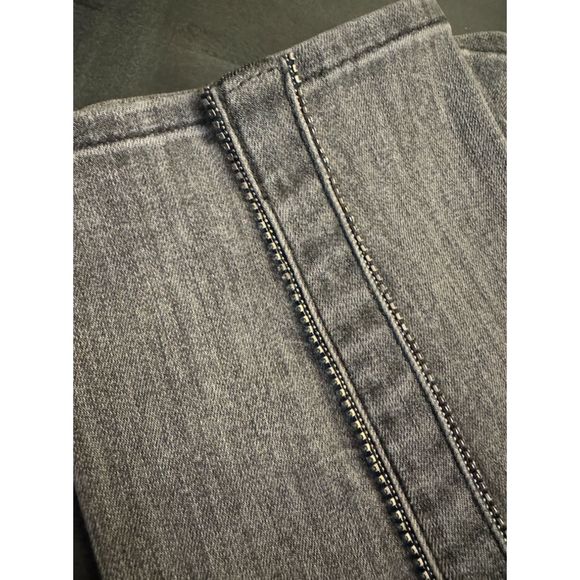 White House Black Market Dark Gray Side Bling Stretchy Straight Jeans Sz 6 - Picture 7 of 13